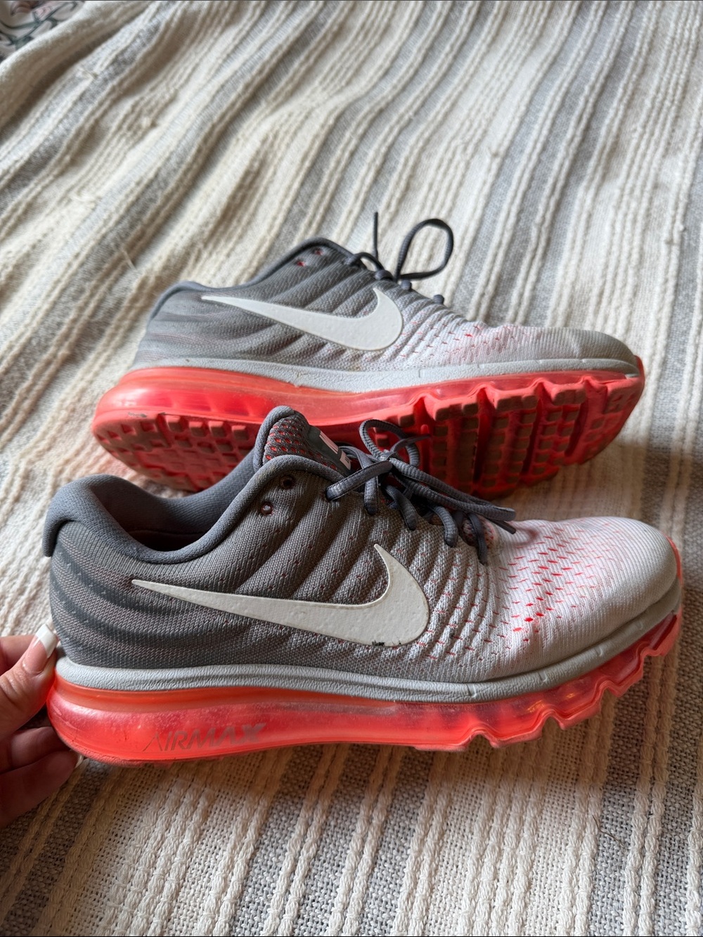 Nike Gray and Coral Women's Air Max Running Shoes